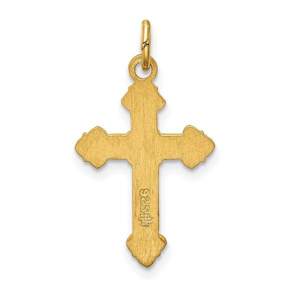Million Charms 925 Sterling Silver & 24k Gold -plated INRI Crucifix Pendant - Picture 4 of 4